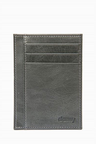 DAMY Anthracite Women's Card Holder and Men's Wallet - Genuine Leather 588c