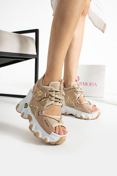 MODA Sandale cu toc pană pentru sport