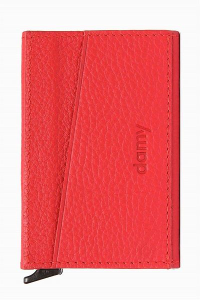 DAMY Genuine Leather Red Card Holder and Wallet Set - Mechanized 612