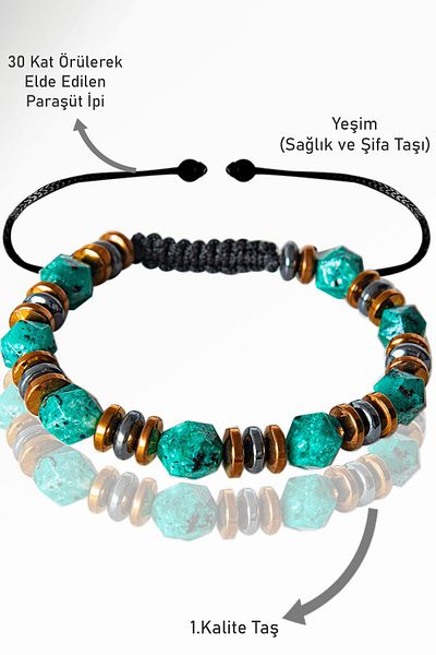 Tesbih Atölyesi Aaa+ Diamond Cut Terahertz Jade Bracelet - Adjustable