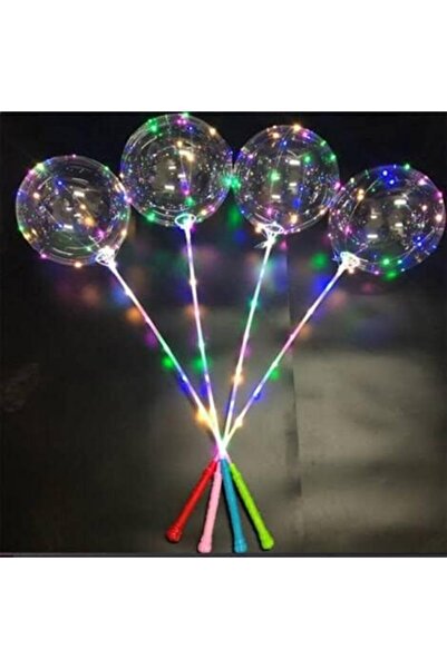 Genel Markalar Işıklı Balon - Led Işıklı Şeffaf Balon - Çubuklu Balon Set