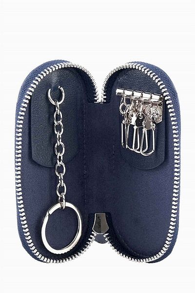 DAMY Genuine Leather Keychain, Leather Keychain, Mother's Day786 Navy Blue