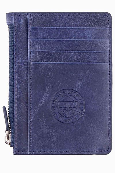 Fenerbahçe Navy Blue Leather Card Holder - Zippered (HA059TDS19-589)