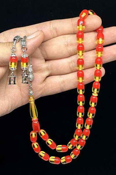 Fabula Silver Sarı Kırmızı Tesbih Erkek Hediyelik Harfli Tespih