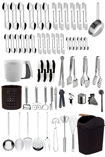 Mirilliahome 84 Pieces Stainless Steel Kitchen Utensils Set - for Spoon and Knife
