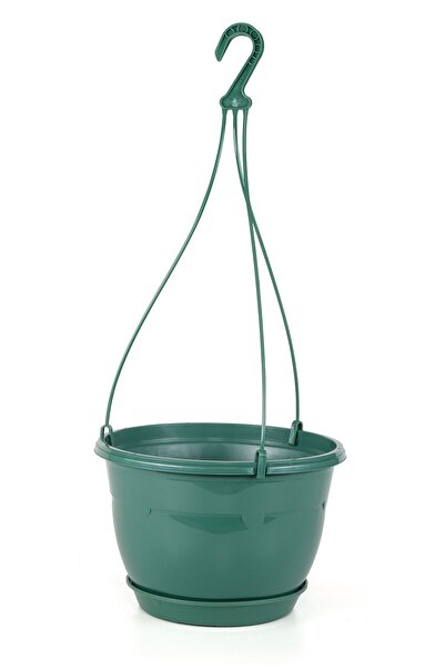 ToXA 6 Litre Askılı Makrome Saksı Yeşil Tabaklı Safir Plastik Tavan Askı Parl...