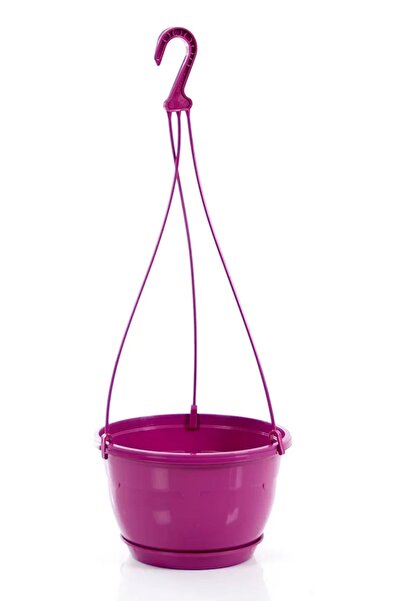 ToXA 6 Litre Askılı Makrome Saksı Vişne Tabaklı Safir Plastik Tavan Askı Parl...