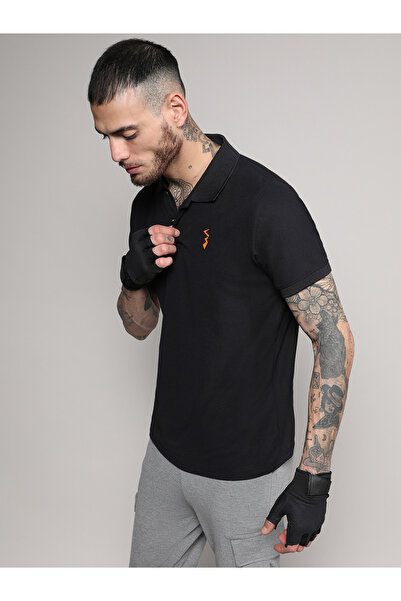 Campus Sutra By Styli Solid Activewear Polo with Logo Detail