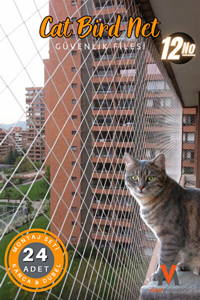 viyolmarketim Balkon Filesi 2,5x5 Mt Kedi Balkon Filesi Kuş Filesi Balkon Güv...