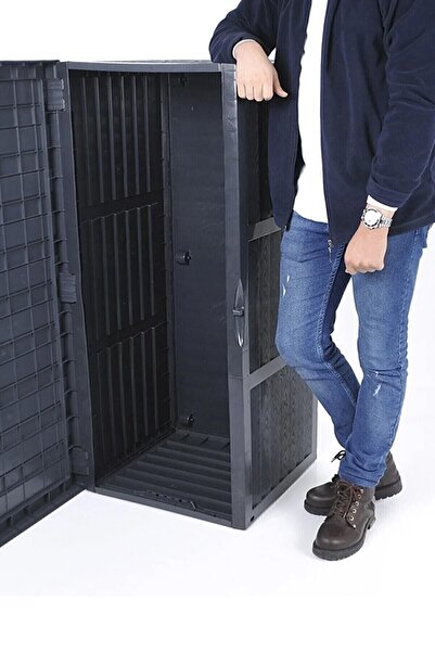 ToXA 320 Litre Bahçe Depolama Sandığı Balkon Saklama Dolabı Tekerlekli Kapaklı Plastik Sandık Bsa1