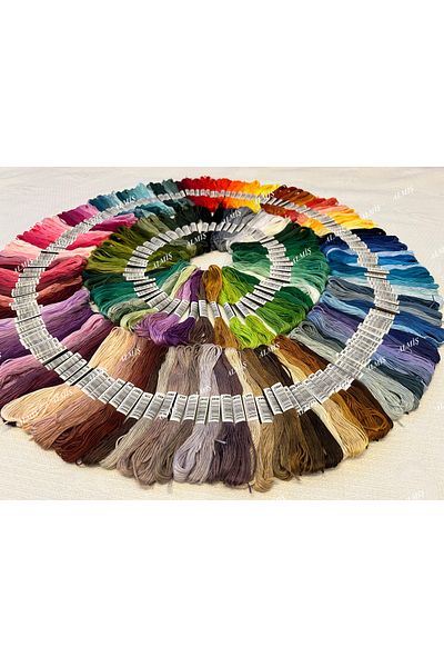 ALMİŞ 200 Pieces Muline Cross Stitch 8 Meters 6 Layers Different Colors Cross Stitch Embroidery Rococo Floss