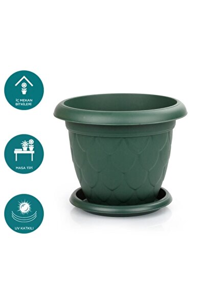 SERİNOVA D003 Tabaklı Damla Saksı 1.5 Litre 5'li Set Yeşil