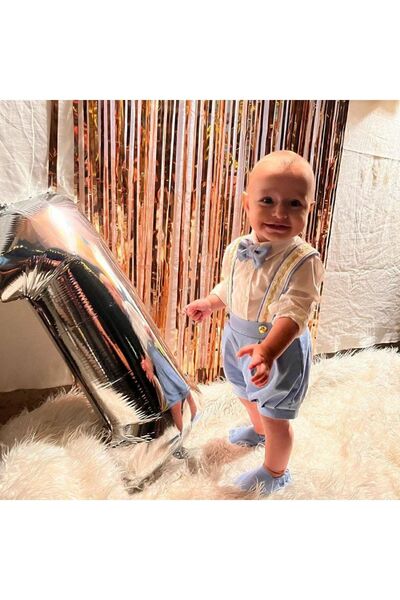 AgTasarım Mavi Doğum Günü Konsept Mavi Salopet Takım