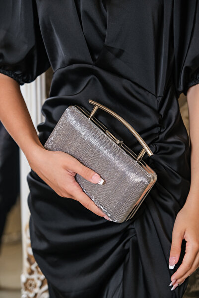 ROZA CANTA حقيبة يد نسائية للسهرة بمقبض ليزر أنثراسايت