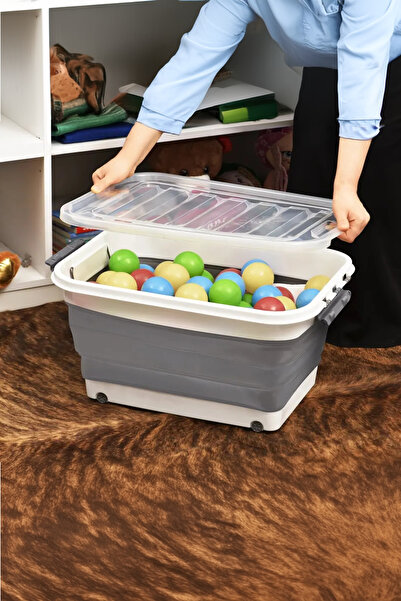 Milenay Alan Kazandıran Sihir! 30lt Tekerlekli Katlanabilir Kapaklı Saklama Kabı