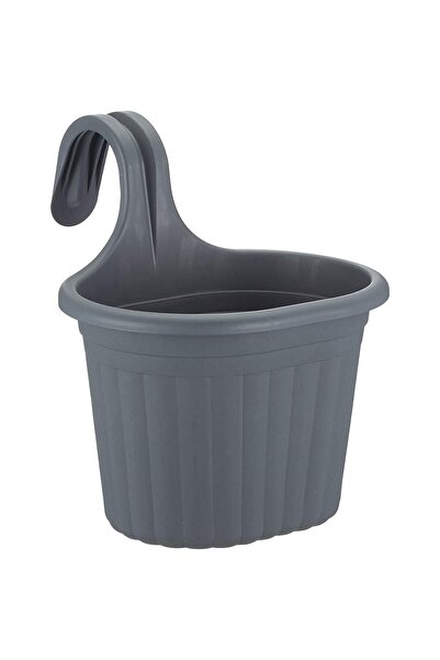 ToXA 3 Litre Antrasit Gri Askılı Balkon Saksısı Dekoratif Plastik Saksı Tombi...