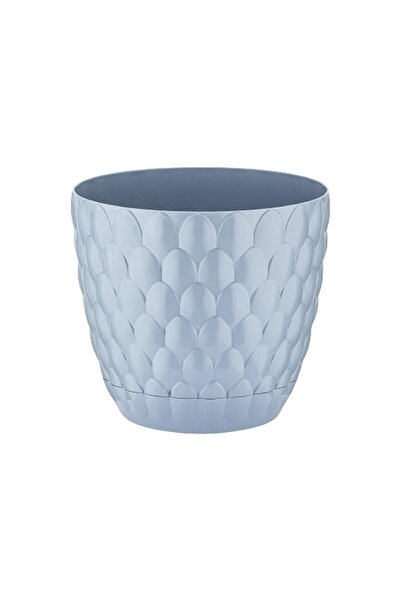 ToXA 5,6 Litre Mavi Kozalak Desenli Geçme Tabaklı Dekoratif Plastik Saksı No1...