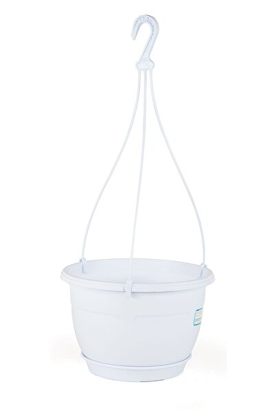 ToXA 6 Litre Askılı Makrome Saksı Beyaz Tabaklı Safir Plastik Tavan Askı Parl...