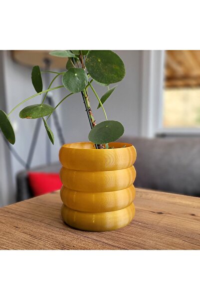 ToXA Blum Saksı No1 Gizli Tabaklı Drenajlı Bioplastik Altın Renk 0.8 Litre