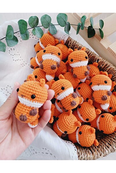 ilmekhobievi Amigurumi Sevimli Tilki Anahtarlık-Organic Oyuncak 6cm ( 1 Adet) El Örgüsü
