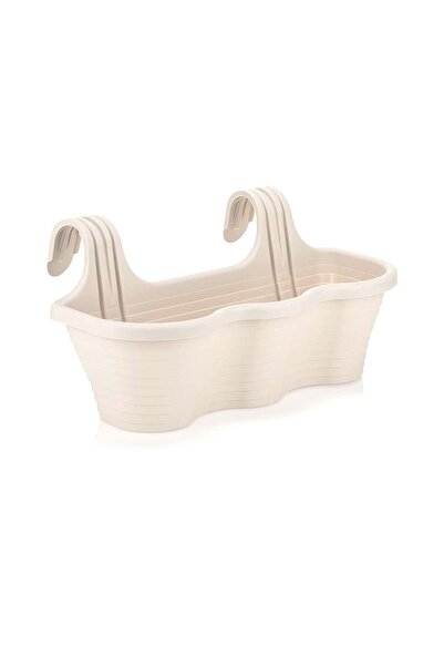 ToXA 10 Litre Kirli Beyaz Askılı Balkon Saksısı Dekoratif Plastik Saksı Tombi...