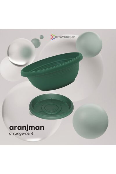 SERİNOVA Kıtaygroup Kaktüs Aranjman Saksı Çiçek Aranjman Dekoratif Saksı 3.8 Litre Yeşil