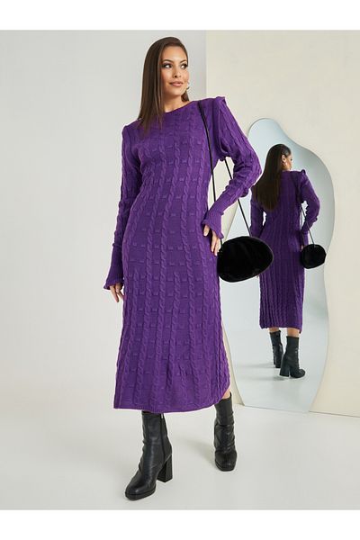 Styli Structured Shoulder A-Line Sweater Midi Dress