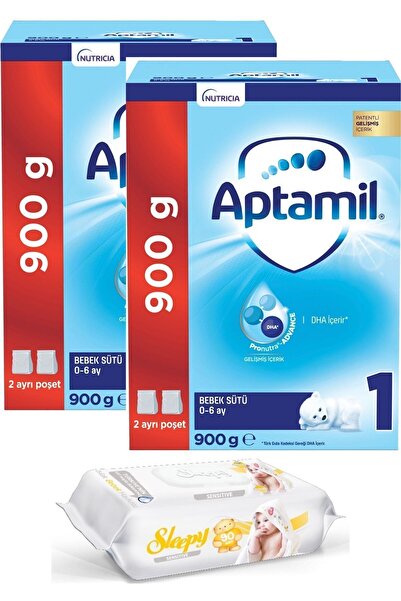 Aptamil 1 Bebek Sütü 900 gr 0 6 Ay 2 Adet Ve Sleepy Sensitive Islak Havlu Hediye