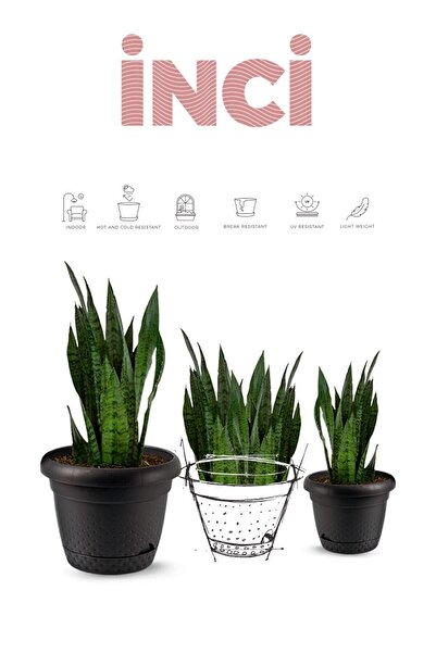 ToXA 2 Adet 15 Litre Inci Saksı 35cm Kendinden Tabaklı Plastik Çiçek Saksısı No5