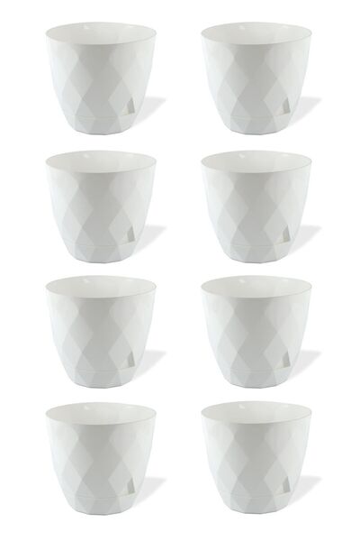 ToXA 8 Adet Mini Boy Prizma Desenli Tabaklı Parlak Plastik Saksı Yakamoz No0