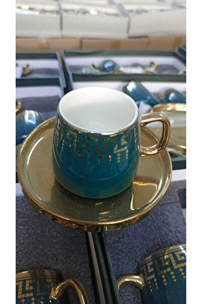 konak züccaciye 6 LI Kahve Fincanı Gold Kenarlı