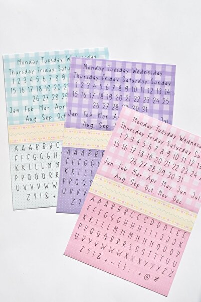 sticker مجموعة ملصقات إنجليزية مكونة من 3 صفحات - الأيام والحروف والأرقام