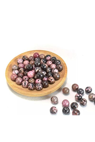 eHediyecim Ροδονίτης (RODONITE) Σφαίρα κομμένη φυσική πέτρα - 8 mm - 20 τεμάχια
