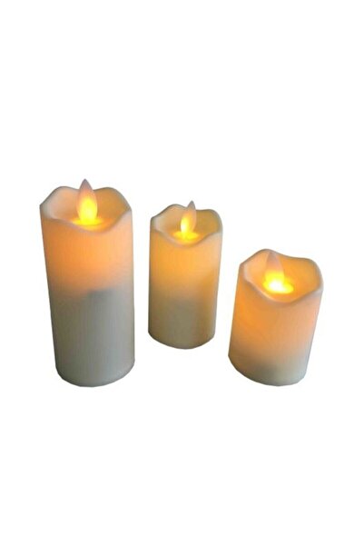Genel Markalar 3'lü Led Işıklı Mum Pilli Dekoratif Gece Lambası