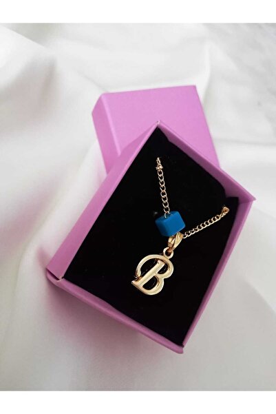 Judas Takı Kadın Boncuklu Gold B Harfli Kolye , Baş Harfli Kolye