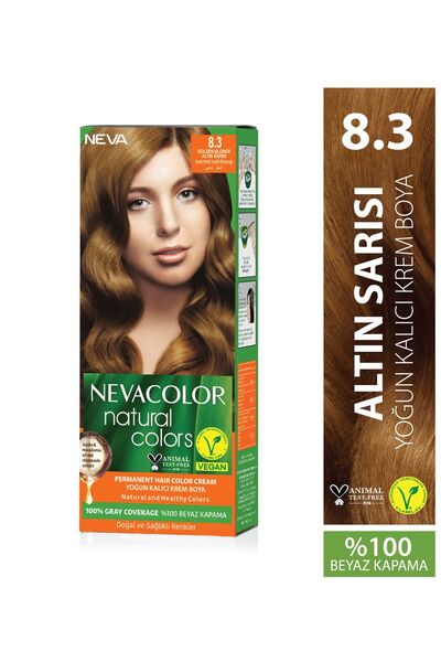 Neva Color Natural Colors 8.3 ALTIN SARISI Kalıcı Krem Saç Boyası Seti