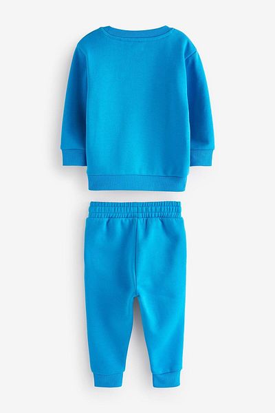 Next Baby 100% Cotton Cobalt Blue Long Sleeve Jogger Bottom Top Set