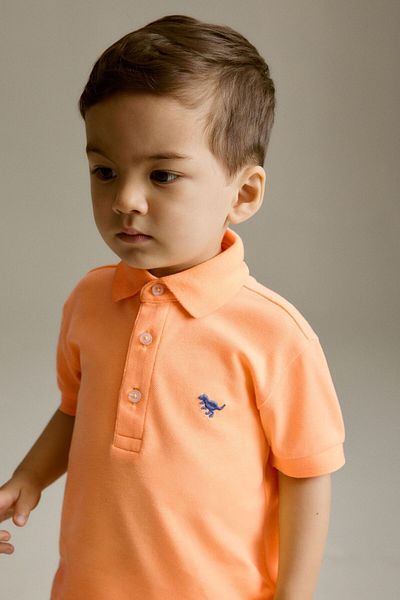 Next Baby 100% Cotton Orange Polo Neck Short Sleeve Bottom Top Set