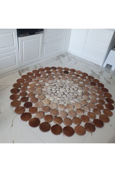 Victory Leather Carpet Dekoratif kahve geçişli deri halı