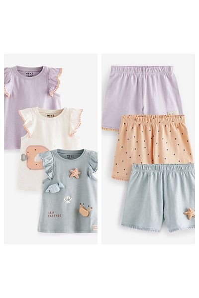 Next Baby 3 Piece Short Sleeve and Patterned Doğasişilik Color Almara Set