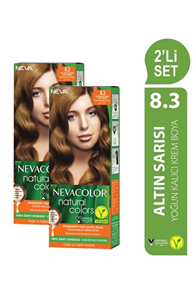 Neva Color Natural Colors 2'Lİ SET 8.3 ALTIN SARISI Kalıcı Krem Saç Boyası Seti