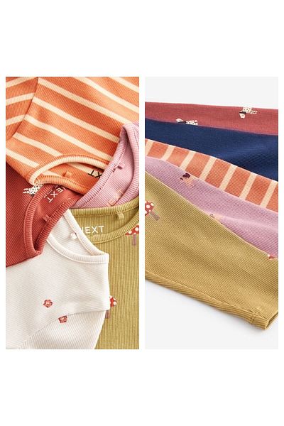 Next Baby Set of 5 - Algodan Brown and Orange Animal Patterned Long Sleeve Bottom