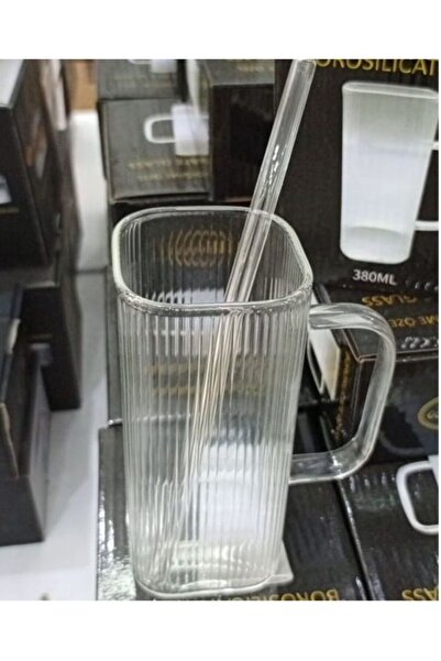 by sado Borosilikat Latte Coffea Bardak Cam Pipet Hediyeli