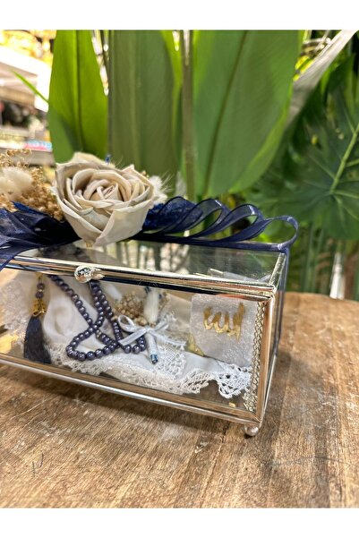 KRVTASARIM Gümüş çerçeveli çiçekli söz mendili kutusu