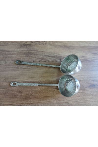 antepistachios Copper Large Size Pot Scoop - 2 Pieces Silver Color