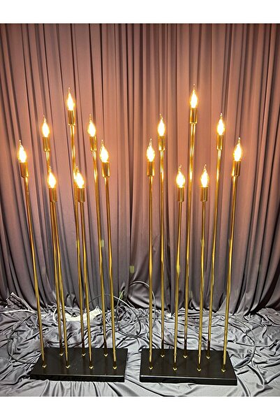 organizasyon outlet 7'li Sıralı Krom Kaplama Şamdan Gold&Black Series 120cm