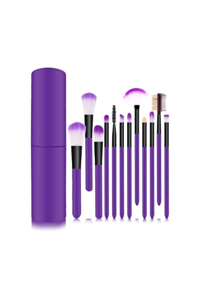 MUJGAN 12-Piece Makeup Brush Set Cylinder Purple