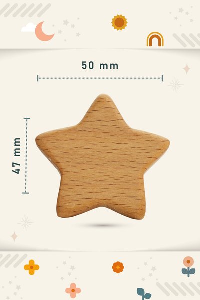 Üreet Star Patterned Baby Kids Room Wooden Furniture Cabinet Drawer Handle (2 Pcs)