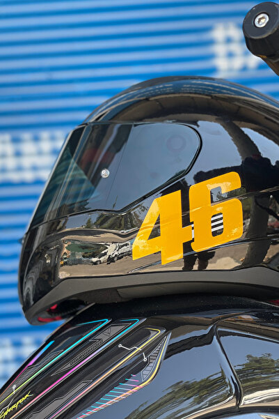 Banxtre Motor-Araba-Kask için Gece Parlayan Reflektörlü Sarı 46 Yarış Yazısı ...