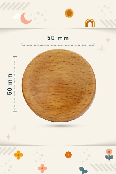 Üreet Round Patterned (2 Pcs) Baby Kids Room Wooden Furniture Cabinet Drawer Handle